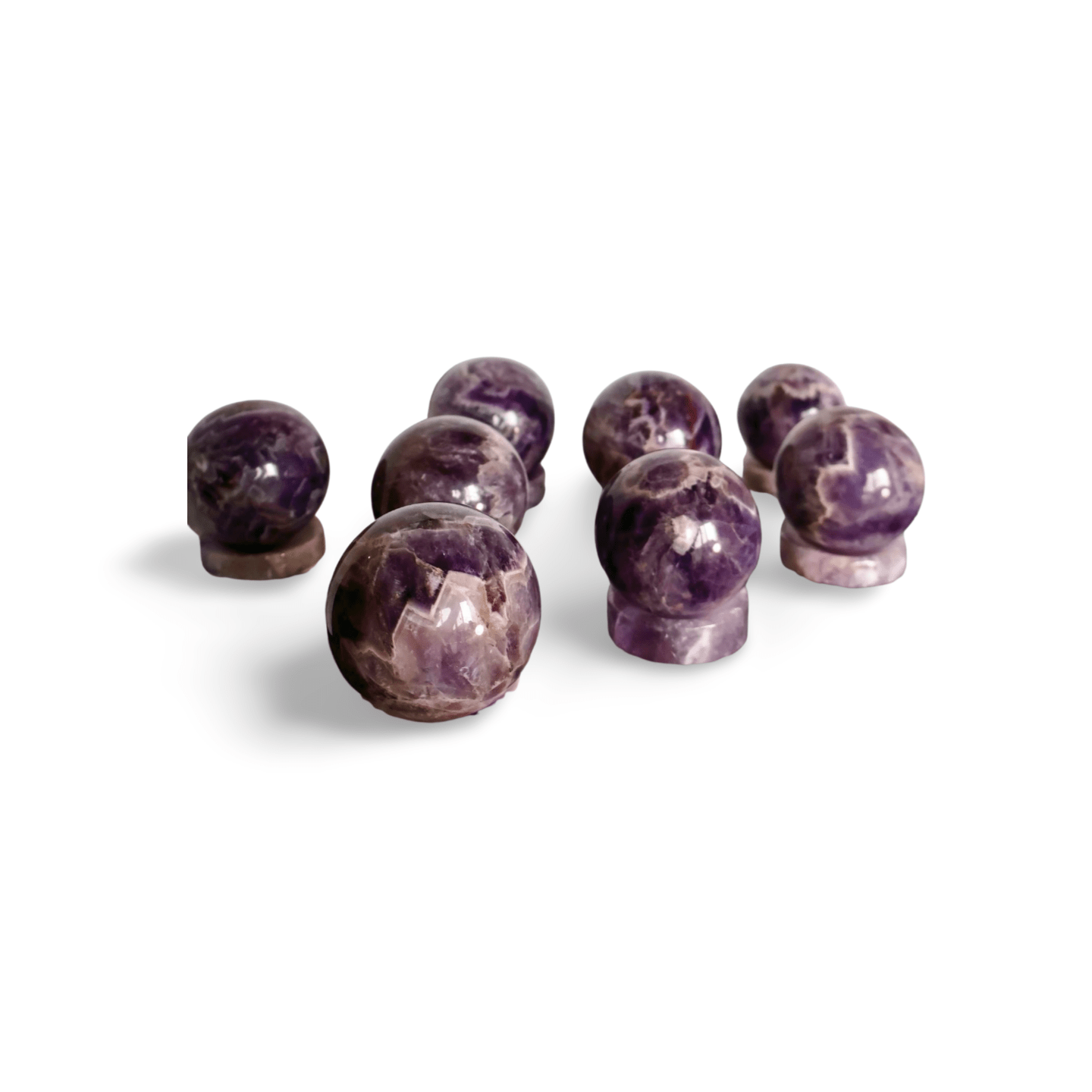 Amethyst or Rose Crystal Ball – Large 3" Sphere, Modern and Meaningful, Zig Zag, Stripe Patterns - Wax | Wane