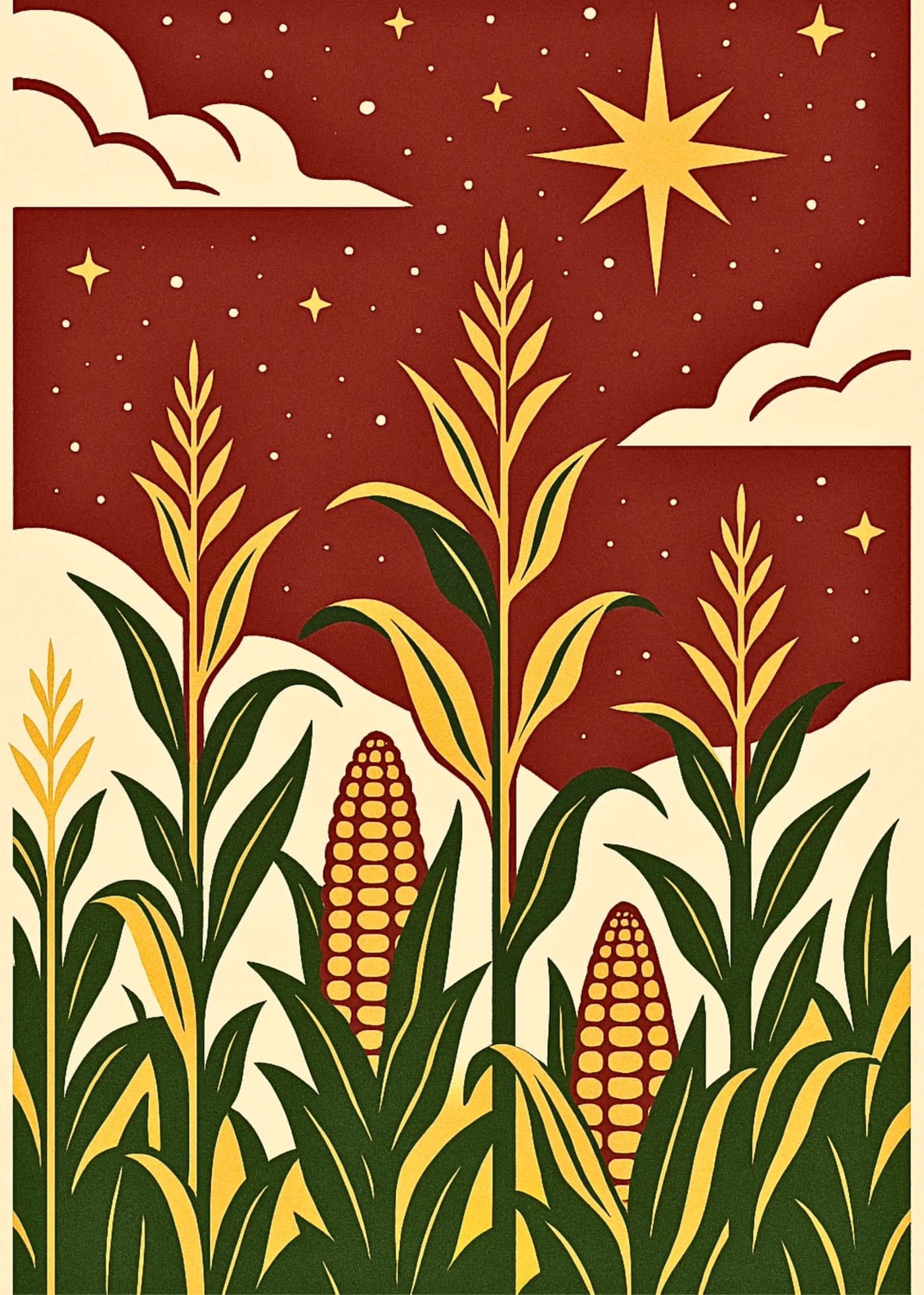 Art Deco cornfield at night — Lincoln, Nebraska
