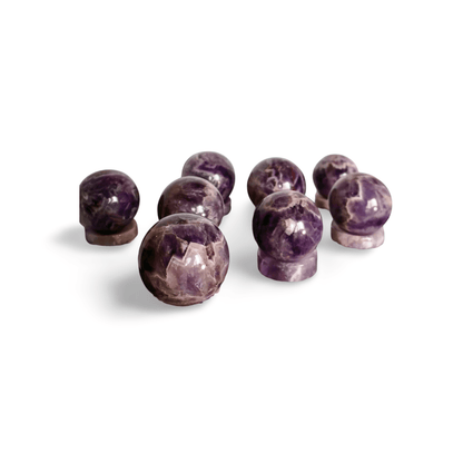 Amethyst or Rose Crystal Ball – Large 3" Sphere, Modern and Meaningful, Zig Zag, Stripe Patterns - Wax | Wane