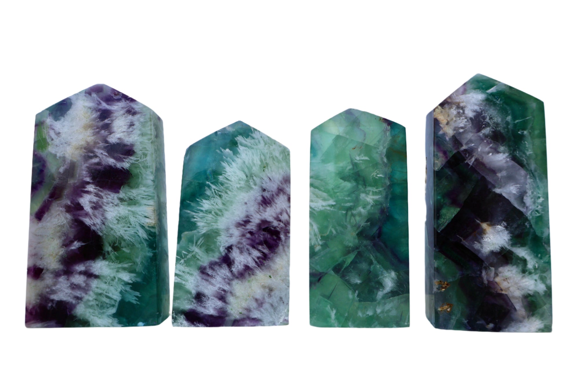 Fluorite Pentagon Column, Untreated Crystal Gemstone in Vibrant Blue, Green, and Purple, 3 - 4" - Wax | Wane