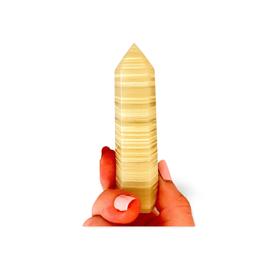 Jade Stone Tower - Lime Green Natural Decor for Balance, 4 Inches - Wax | Wane