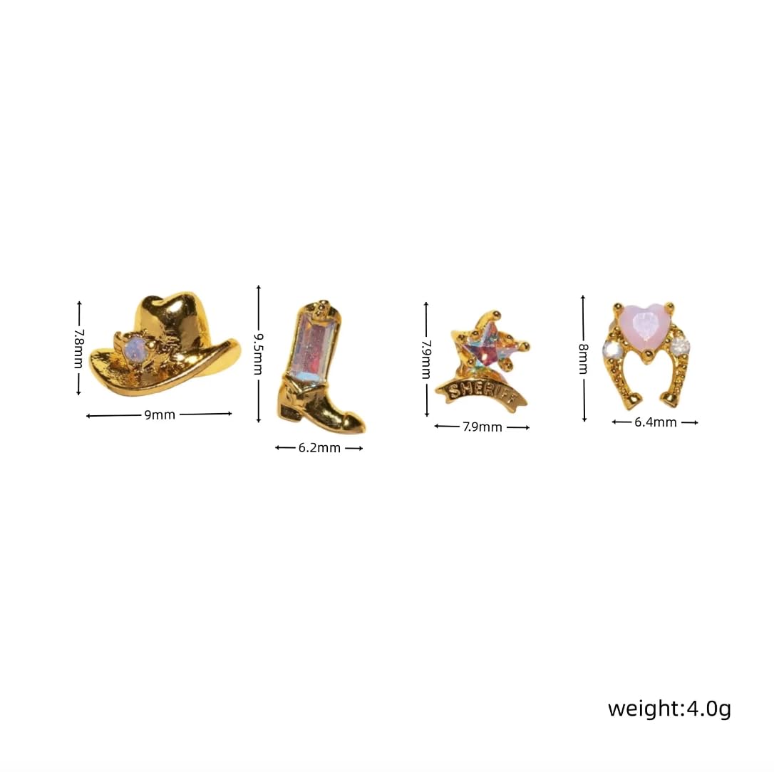 Western Charm Earring Set – 18k Gold & Silver Cowboy Studs | Rhinestone Accents, 4 - Piece Limited Edition - Wax | Wane