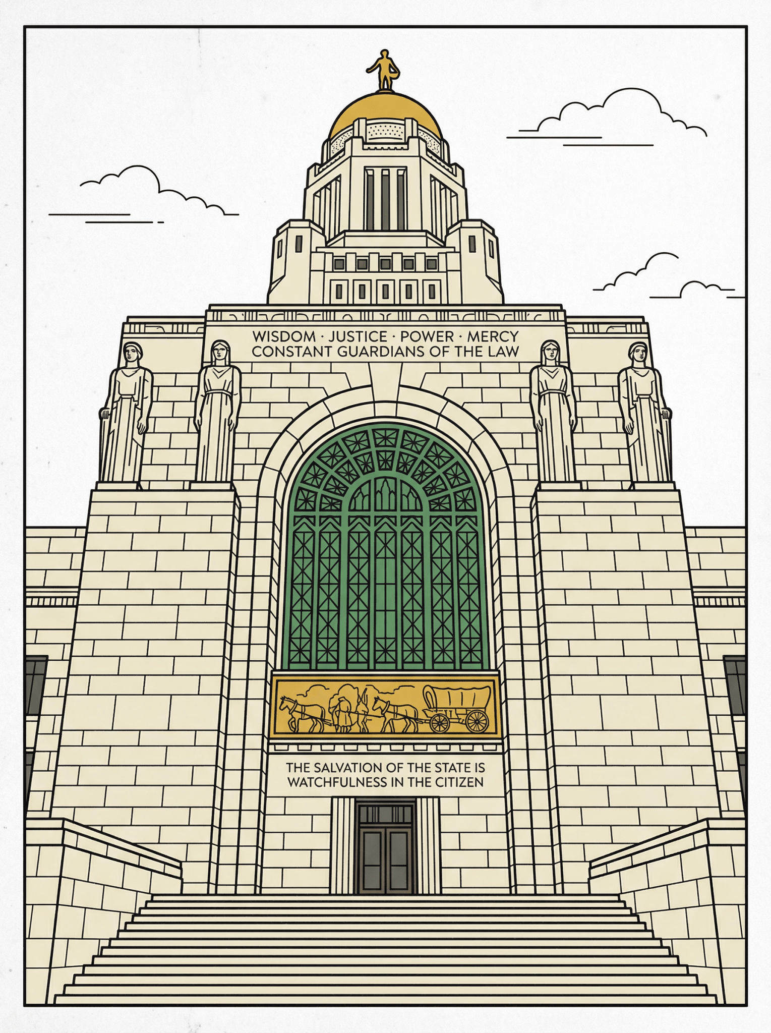 Nebraska State Capitol 2-Pack Art Prints – Capitol Collection 2-Pack | Art Deco Digital Download | Capitol Series | Lincoln Nebraska Architecture Wall Art