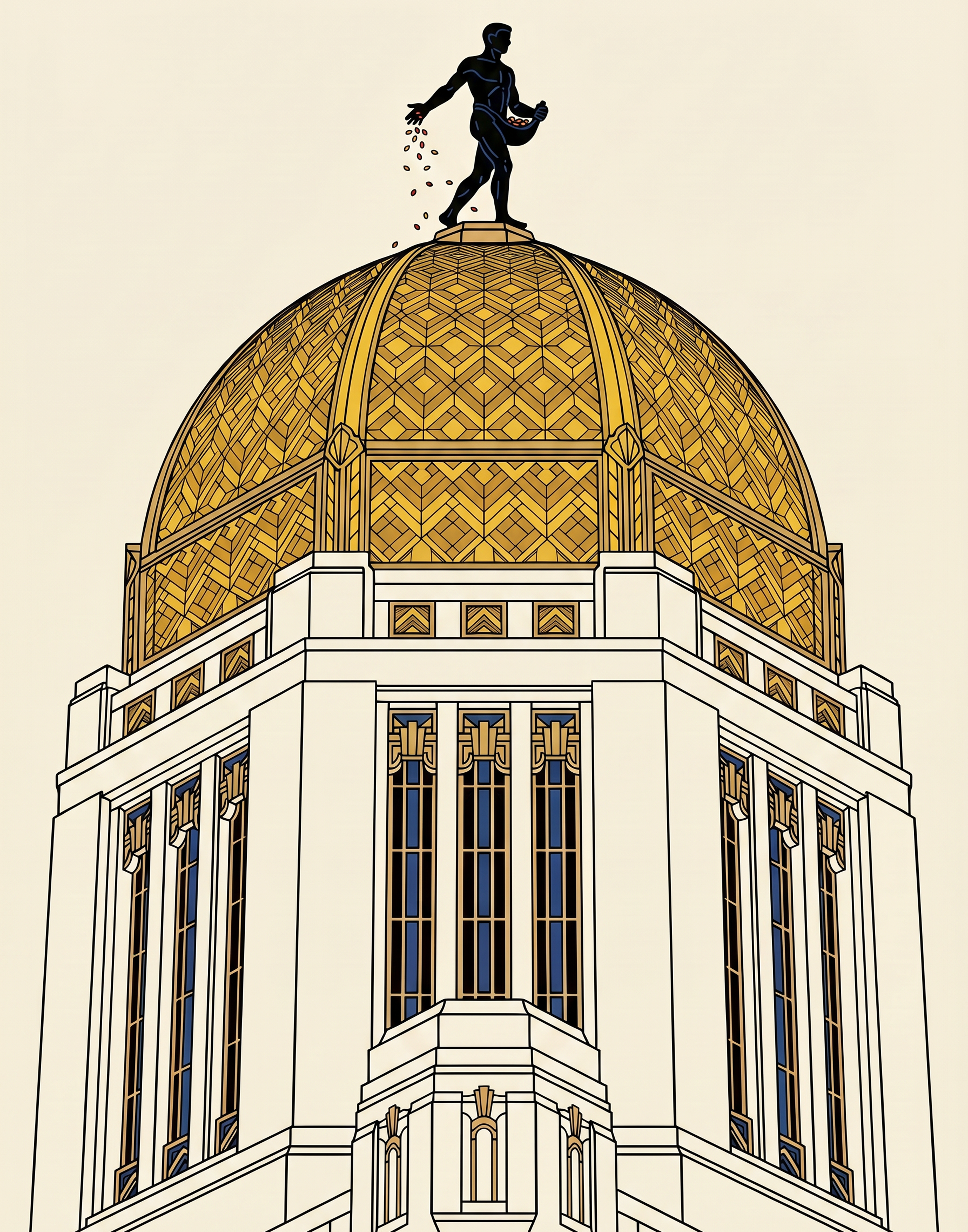 LNK.Nebraska State Capitol 3-Pack Art Prints – Family Sculpture, Aerial View &…