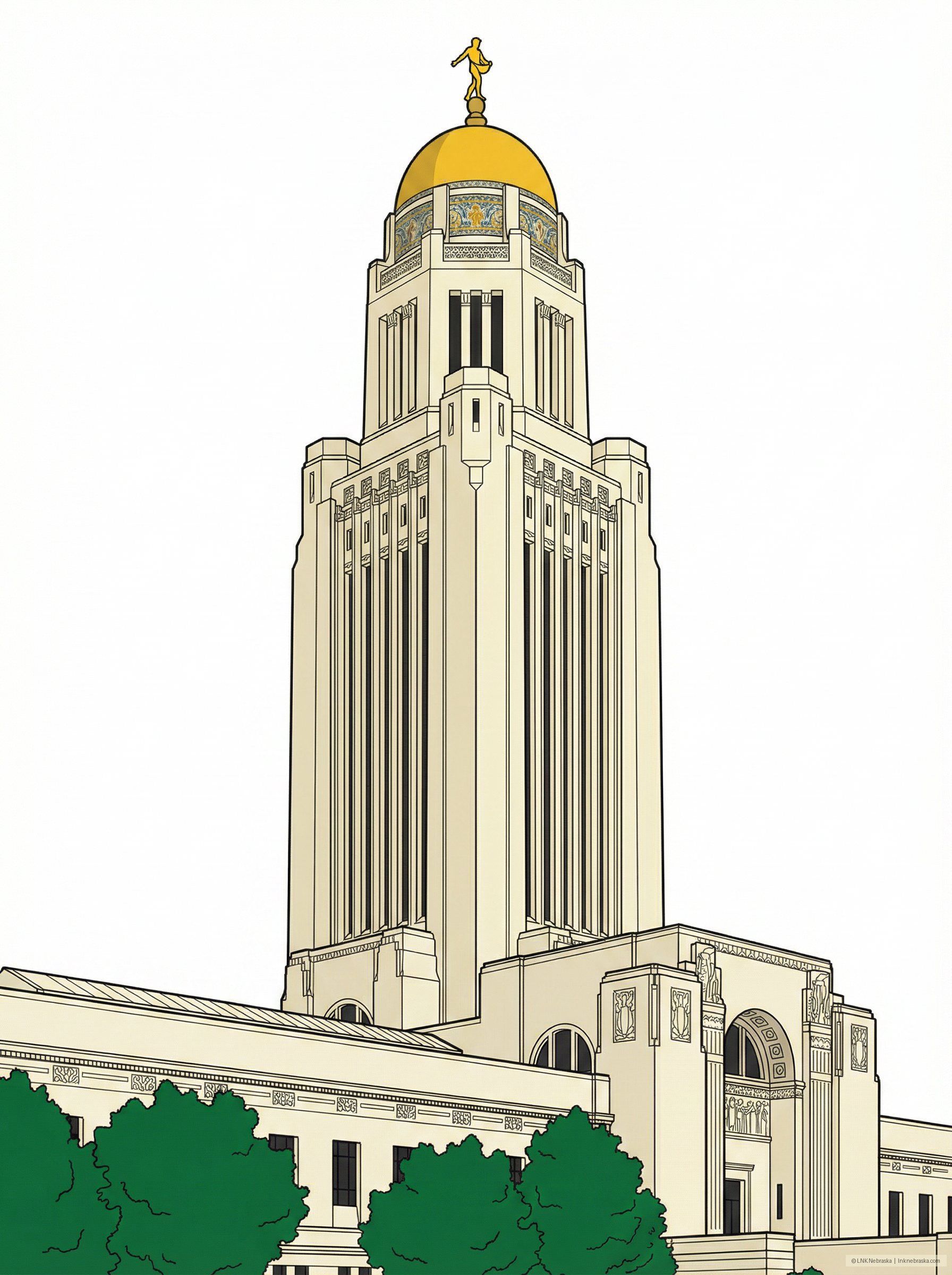 Nebraska State Capitol 2-Pack Art Deco Prints – Capitol Collection Grounds Map and Tower View| Instant Digital Download | LNK.Nebraska Capitol Series | Lincoln Nebraska Architecture Wall Art