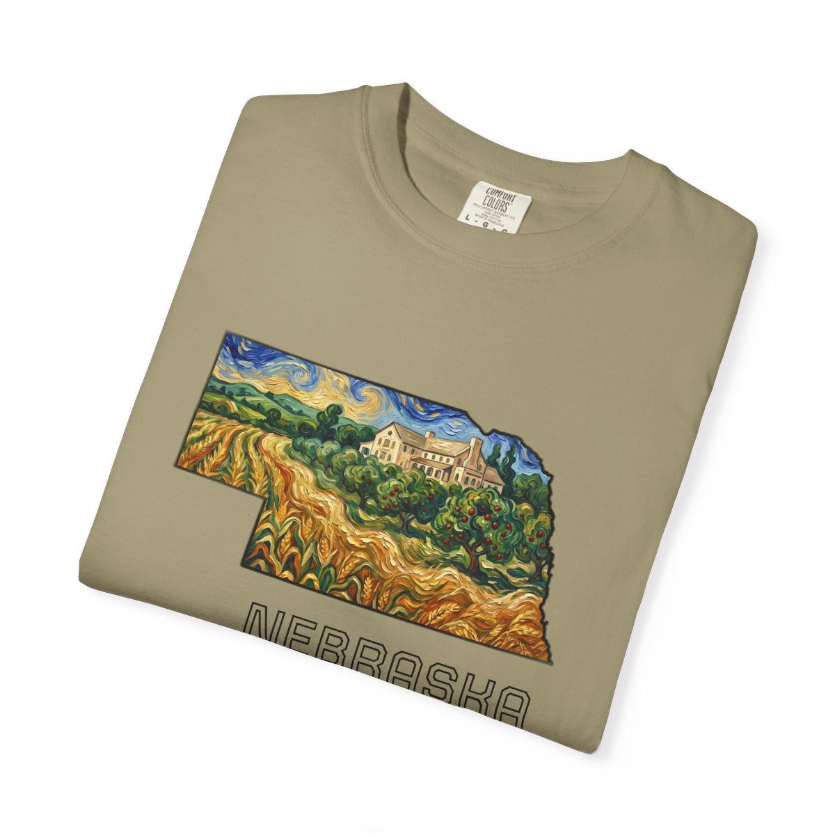 LNK.Nebraska Arbor Day Orchard T-Shirt — Vincent Van Gogh Style State Art | Comfort Colors Nebraska Gift Tee