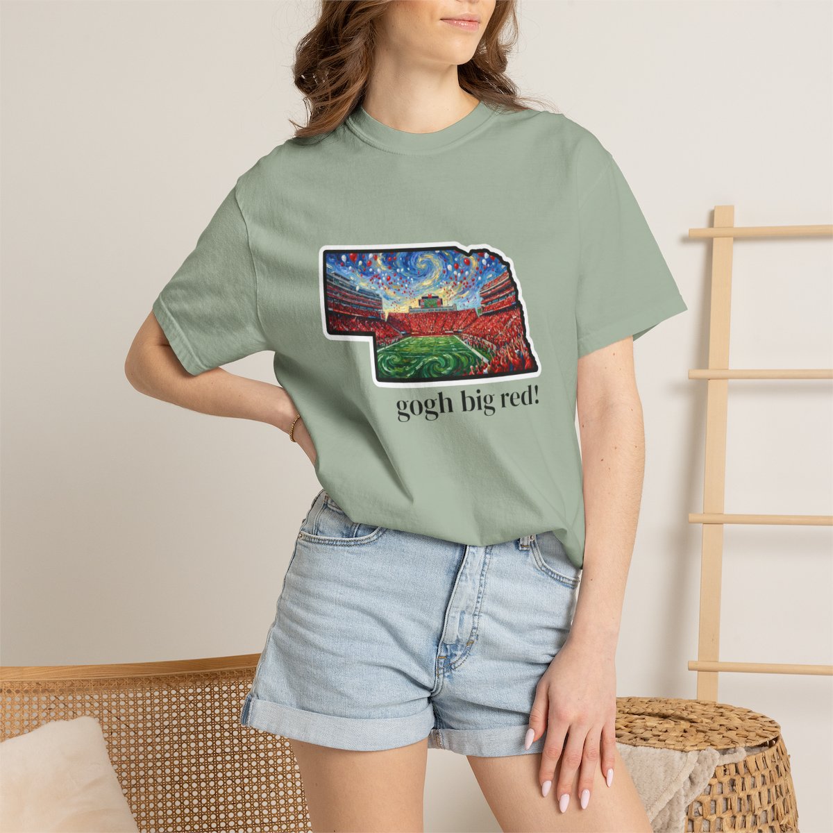Nebraska 'Gogh' Big Red Tee — Van Gogh Style Cornhusker Art T-Shirt