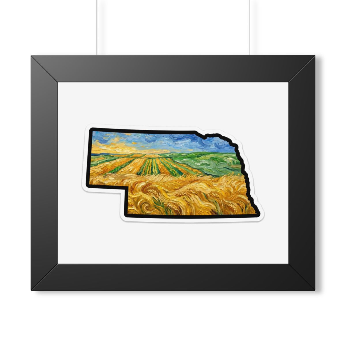 Nebraska Wheat Fields Framed Print — Van Gogh Style Prairie Wall Art | Nebraska Gift