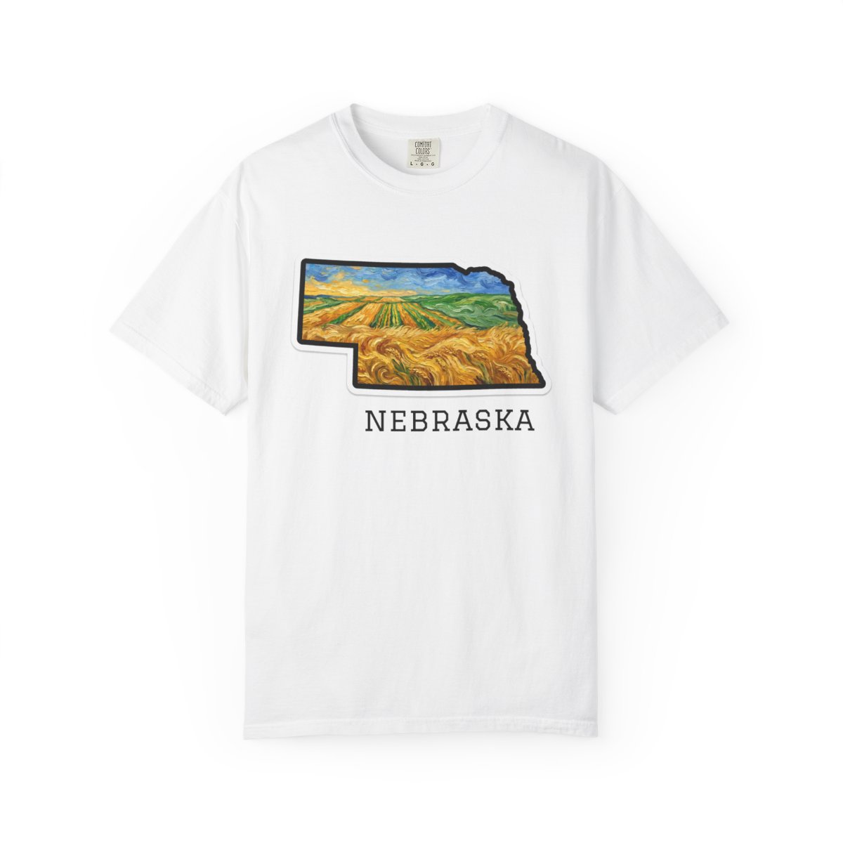 LNK.Nebraska Wheat Fields T-Shirt — Vincent Van Gogh Style Prairie State Art | 100% Cotton Comfort Colors Nebraska Gift